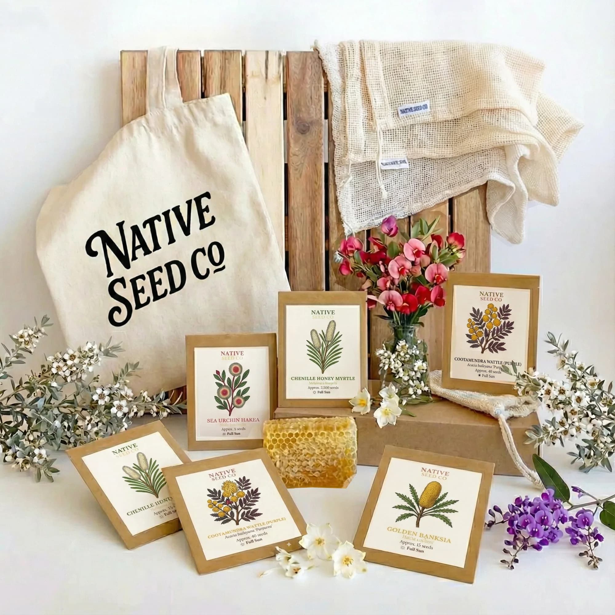 Australian native seed packets by Native Seed Co