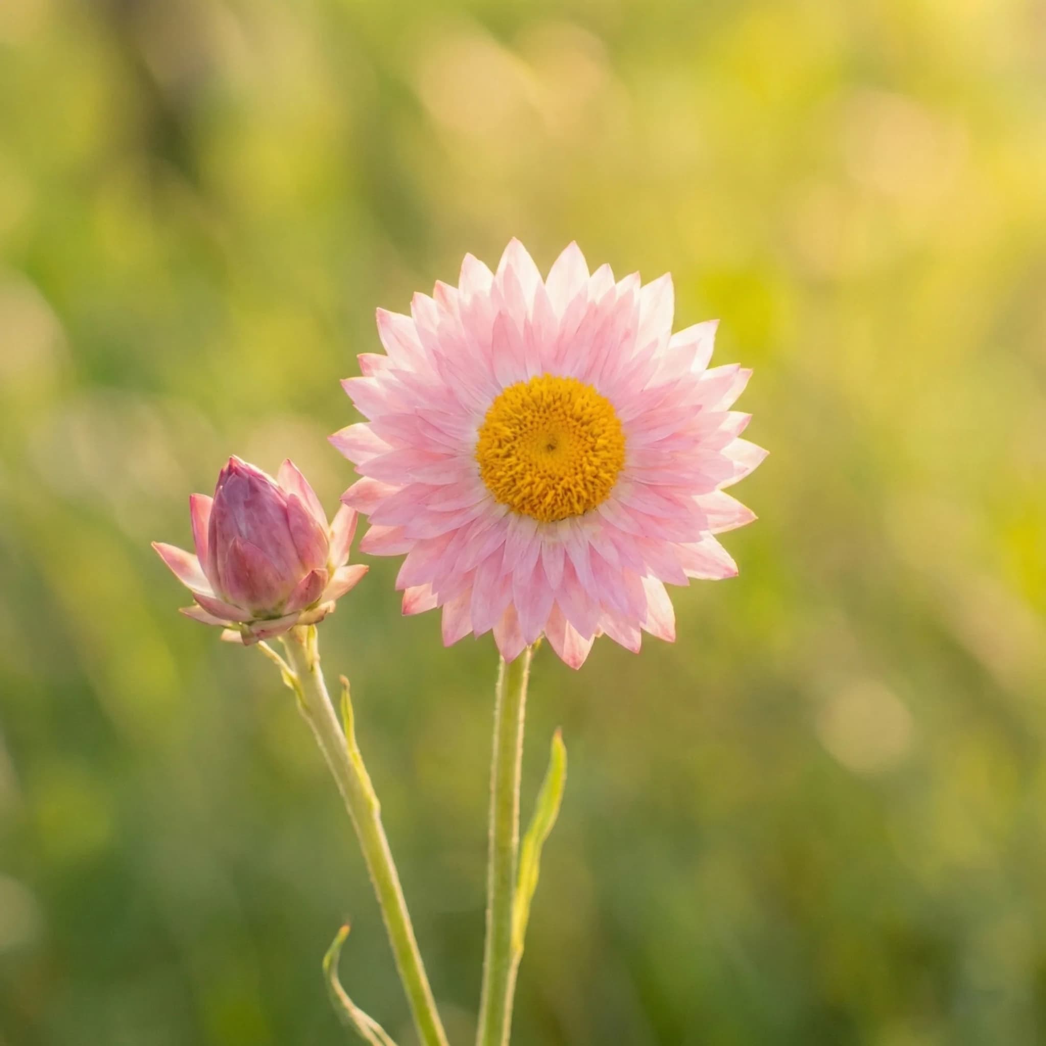 Pink & White Everlastings — papery daisies in soft tones