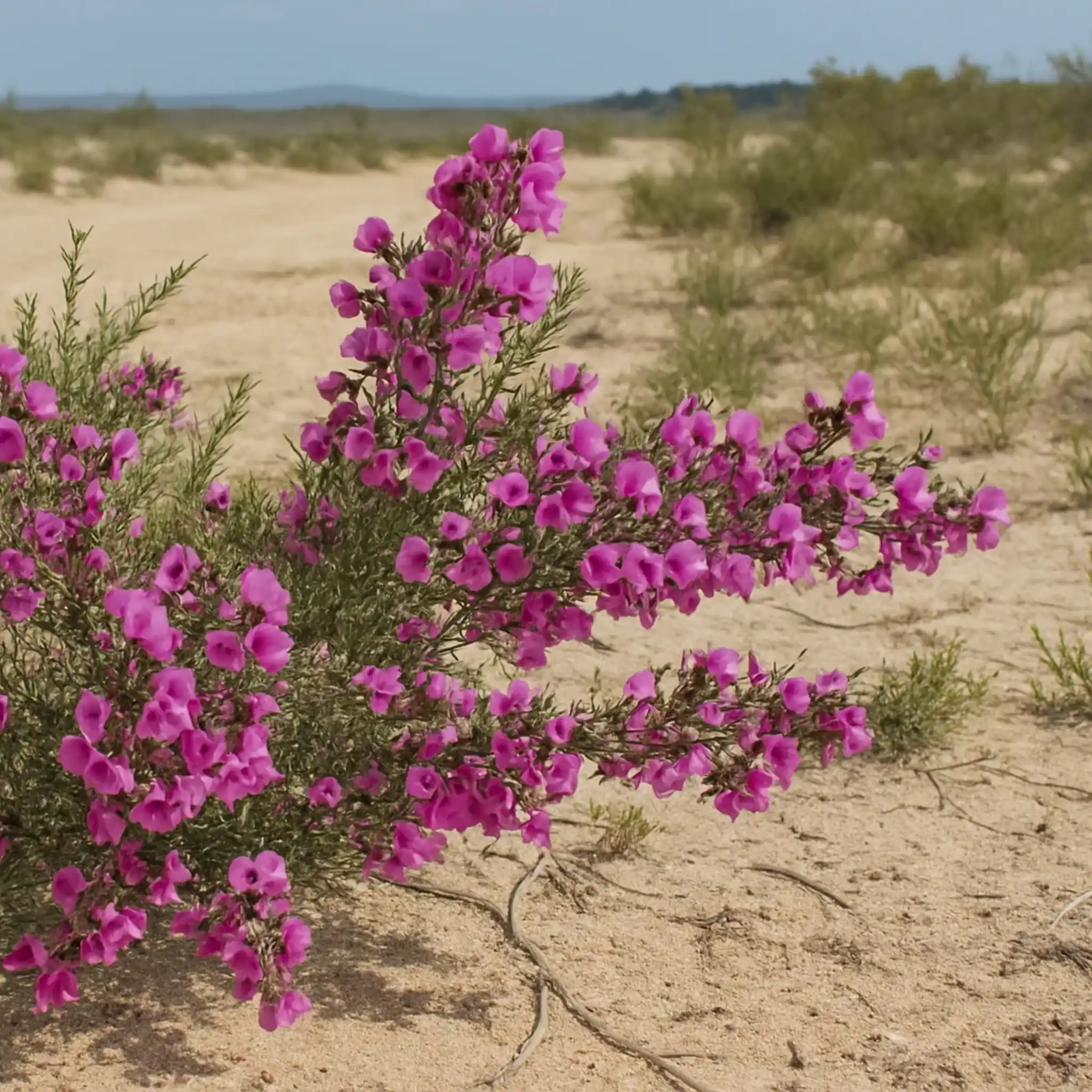 Painted Lady — pink-and-purple pea flowers on a fine, airy shrub
