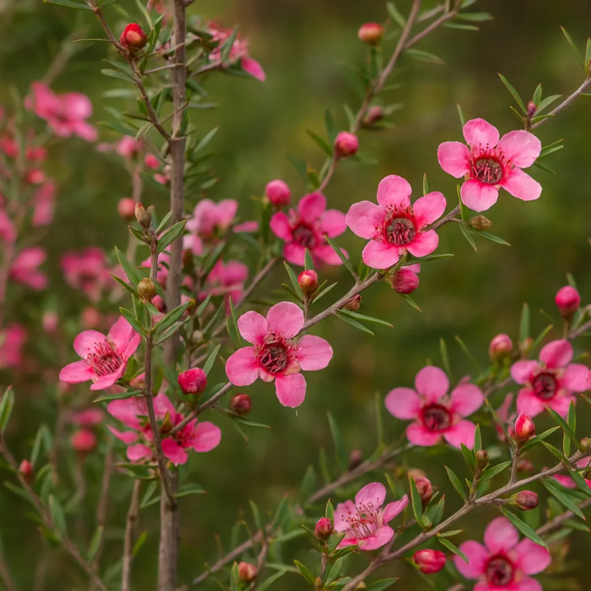 Pink Tea Tree — delicate pink blossom in spring